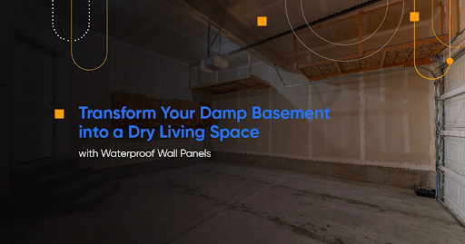 Waterproof wall panel installed in a finished basement.